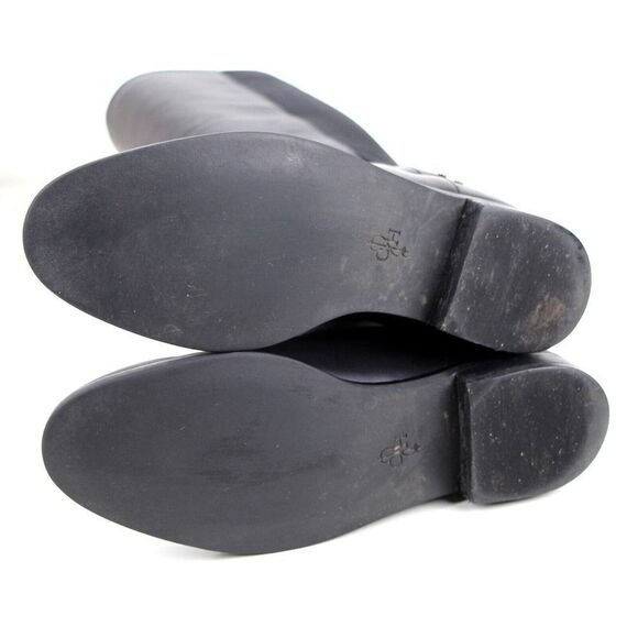 Cole Haan BLACK GENUINE LEATHER SUEDE LOW HEEL ROUND TOE PULL ON TALL BOOTS 7.5B - Picture 9 of 13